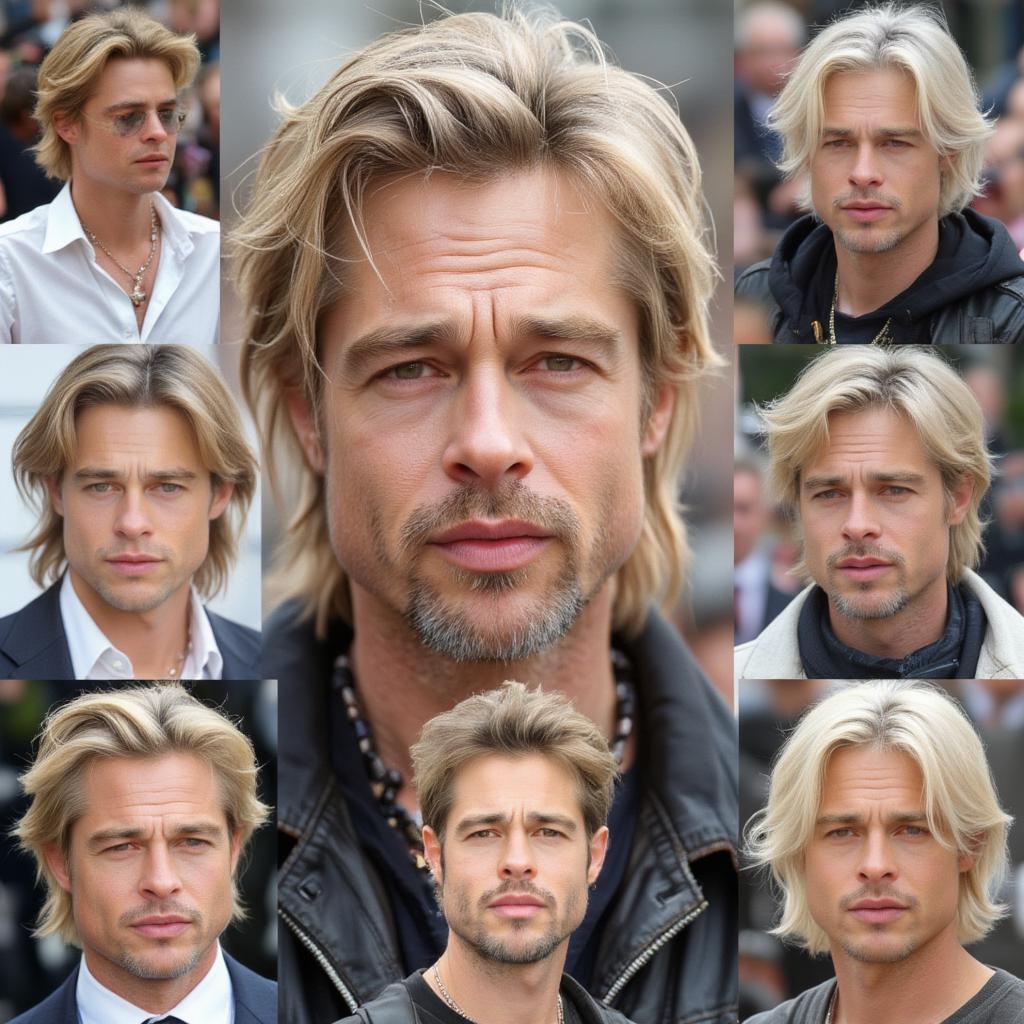 brad pitt's changing hairstyles through the years, highlighting his blonde hair phases