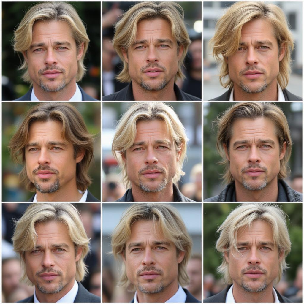 a collection of various brad pitt blonde hair photos from his different movie appearances