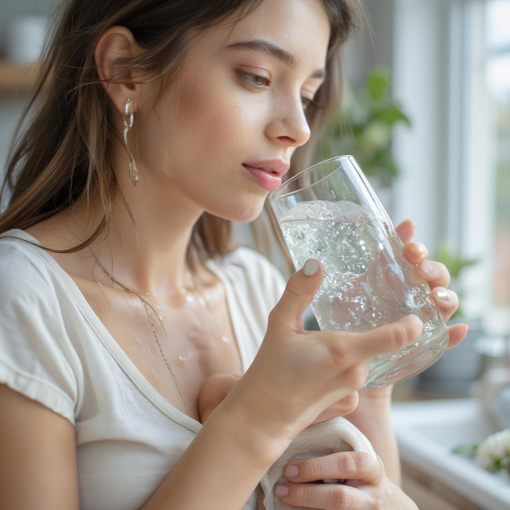 Breastfeeding mother staying hydrated