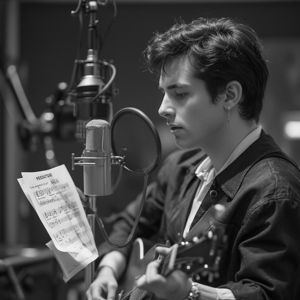 Buddy Holly in the Recording Studio During the Peggy Sue Sessions