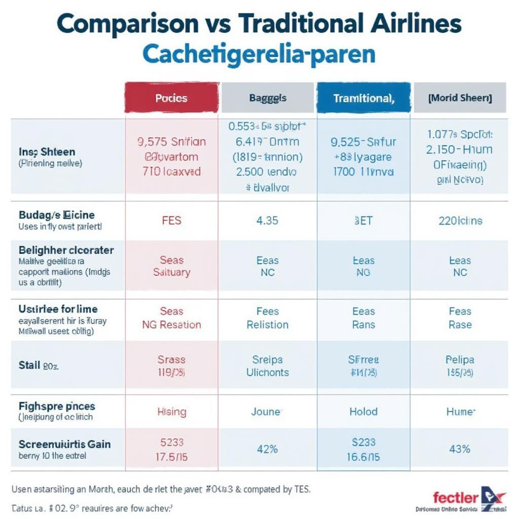 Comparison chart highlighting key differences between budget and traditional airlines