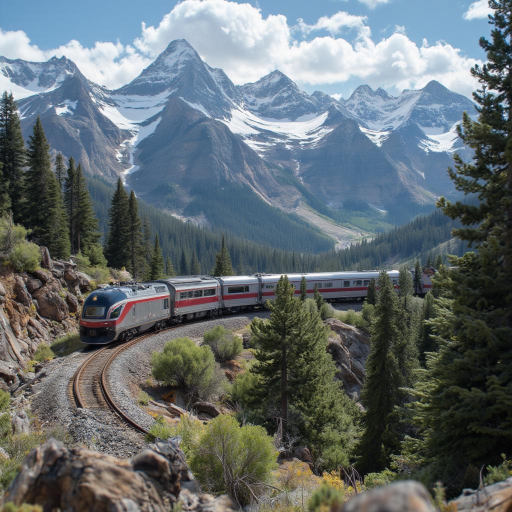 California Zephyr Train Passing Through the Rocky Mountains