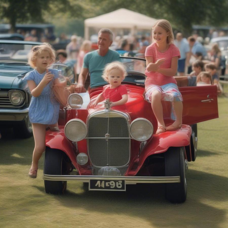 Family Enjoying a Classic Car Show