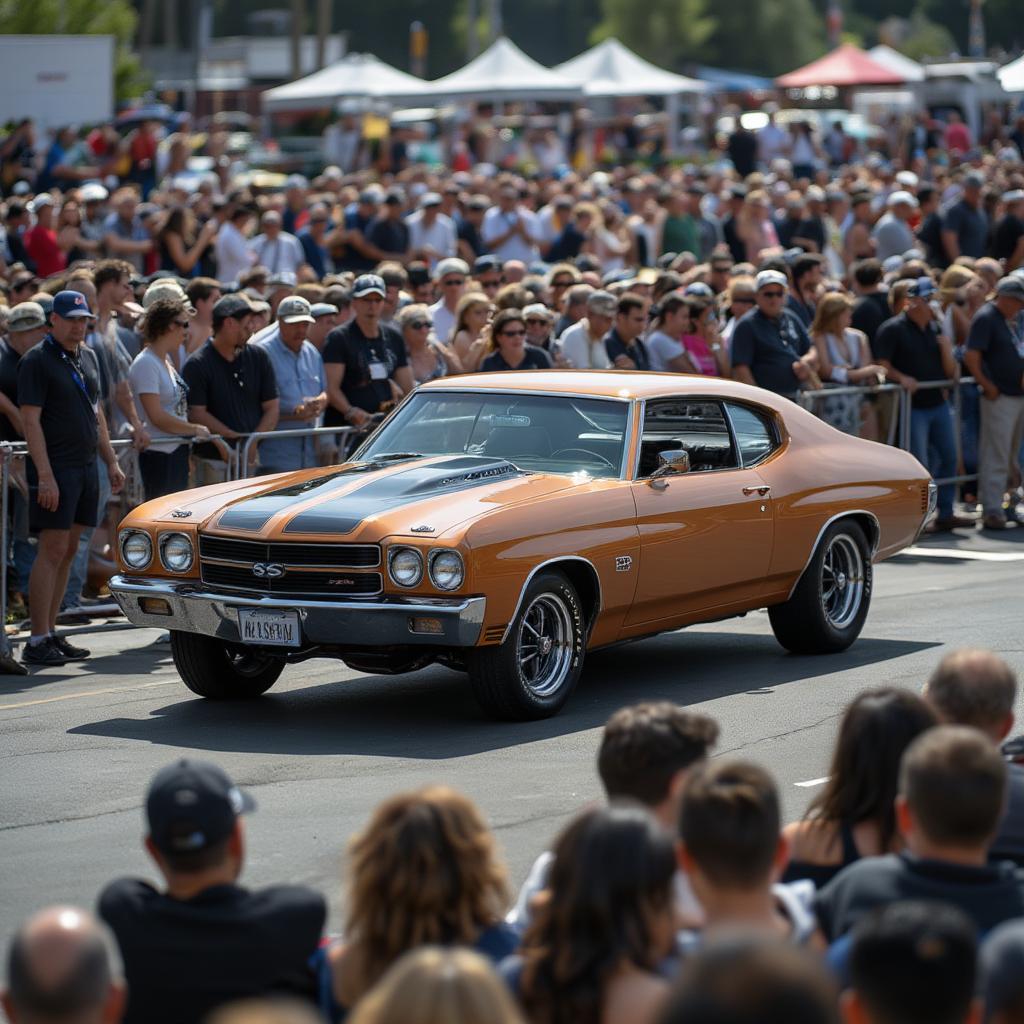 Bidding War at a Classic Car Auction for a Rare Chevelle