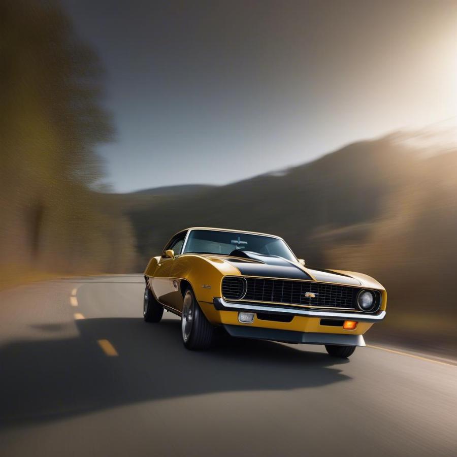 Classic Chevrolet Camaro SS Cruising on a Scenic Highway