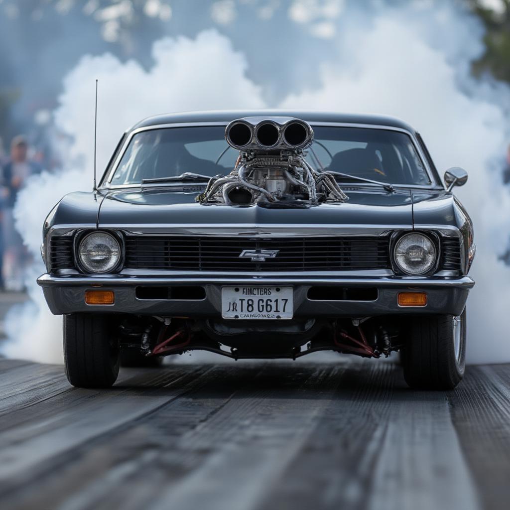 Chevy Nova on the Drag Strip