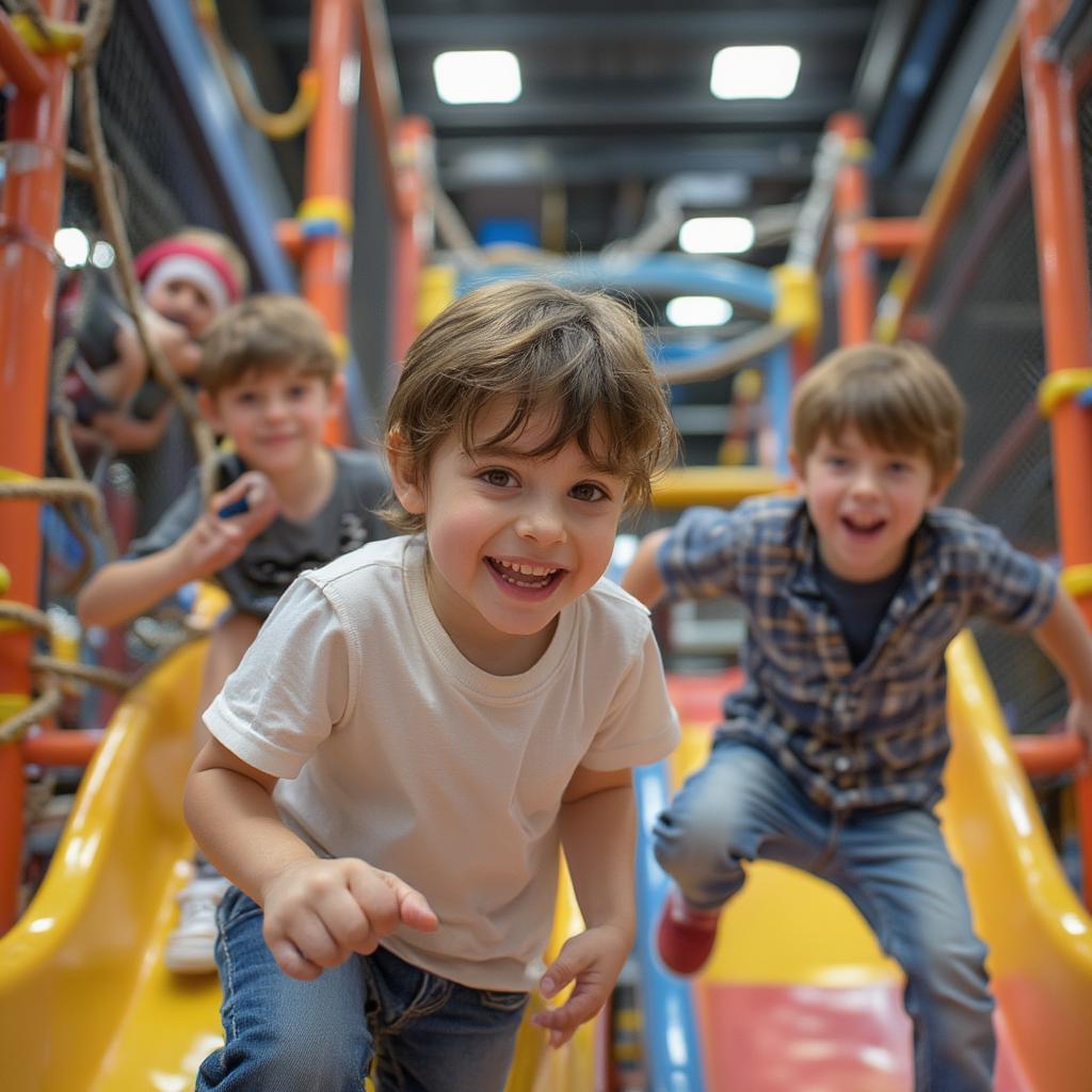 Kids having fun at an indoor playground