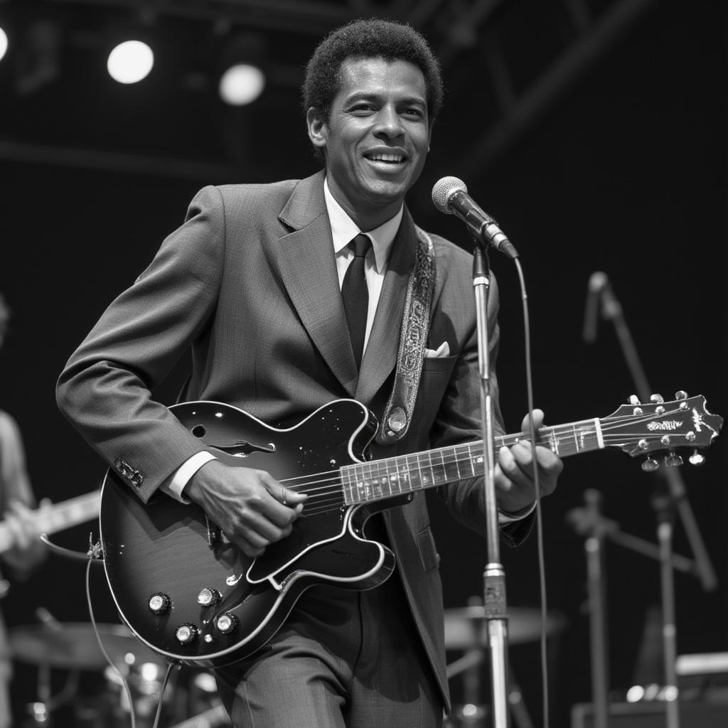 chuck berry 1950s performing on stage