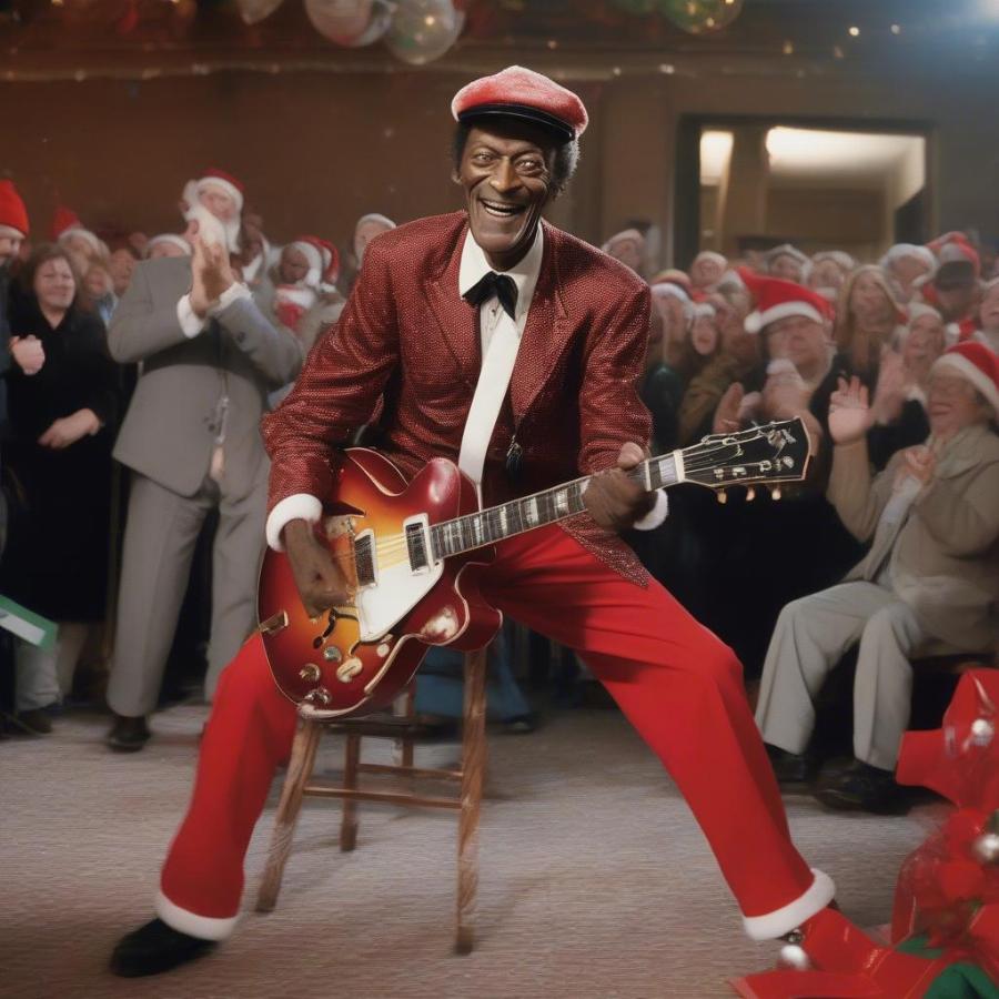 Chuck Berry Playing Guitar During Christmas Performance