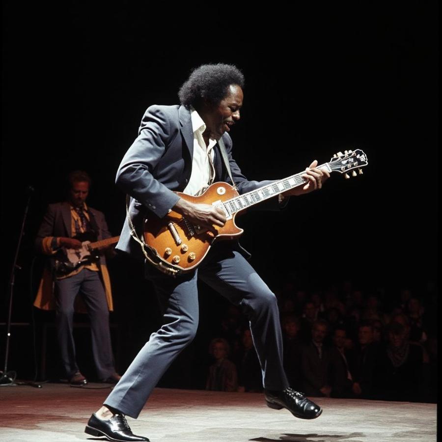 Chuck Berry performing the duckwalk