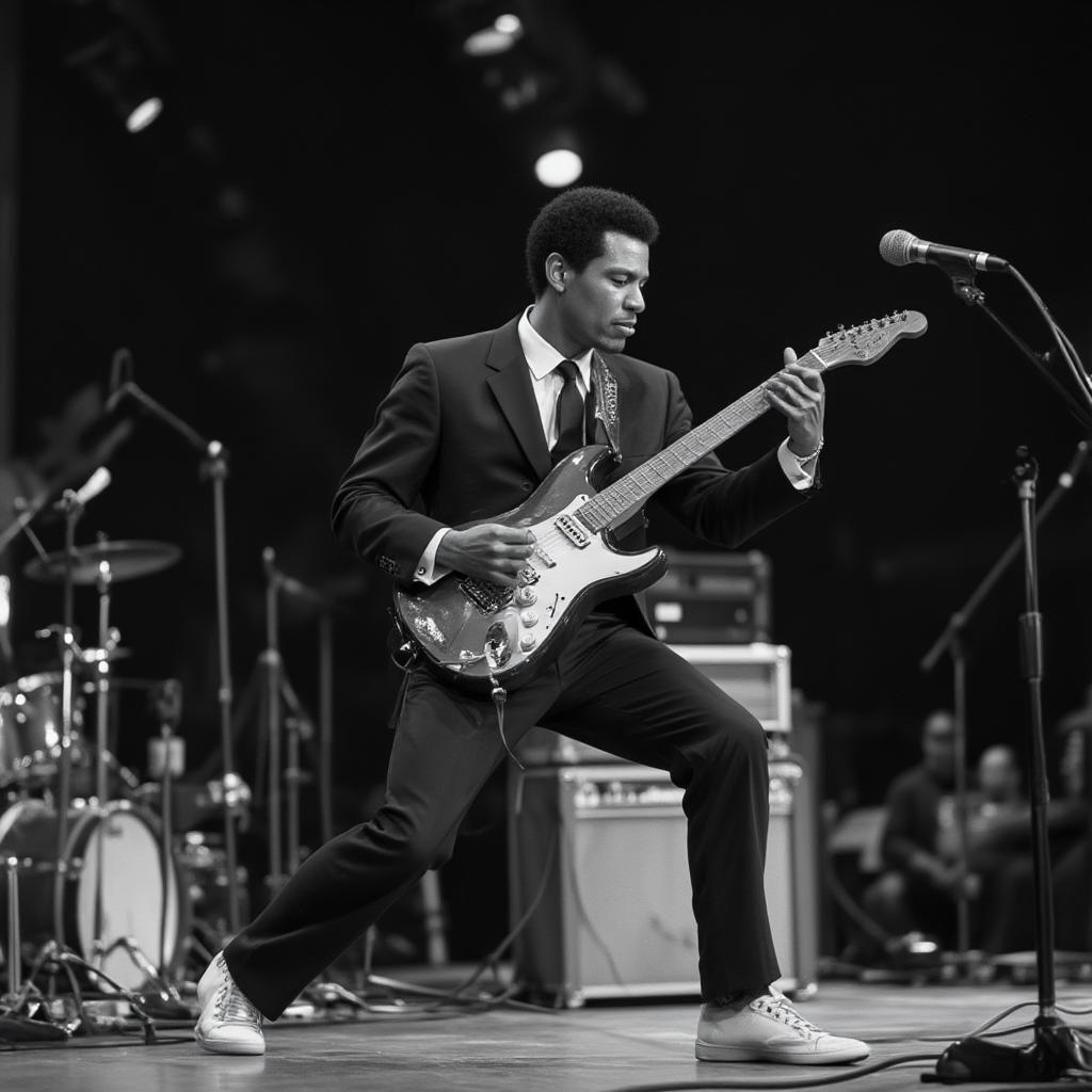 chuck berry iconic duckwalk performance on stage 1950s