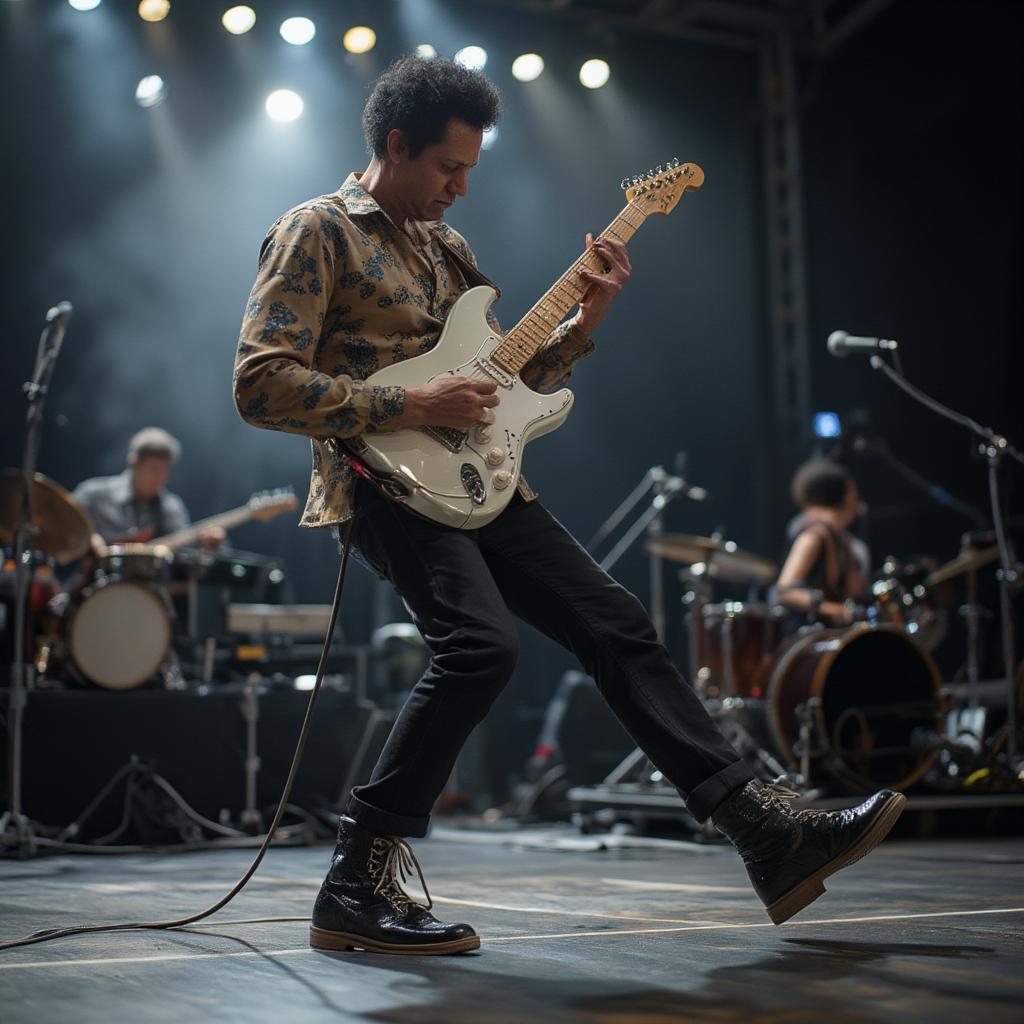 Chuck Berry Performing his Signature Duckwalk on Stage