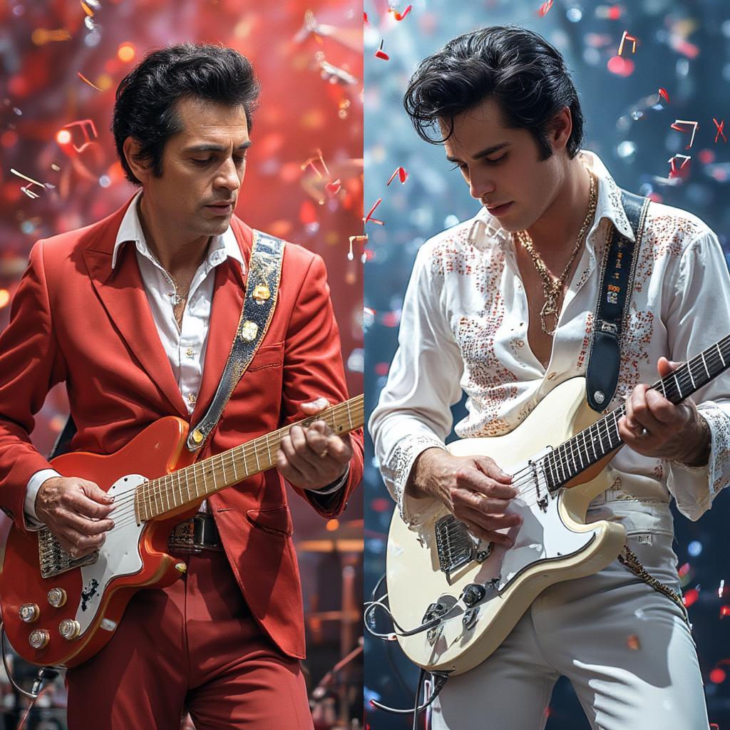 chuck berry and elvis presley guitar icons