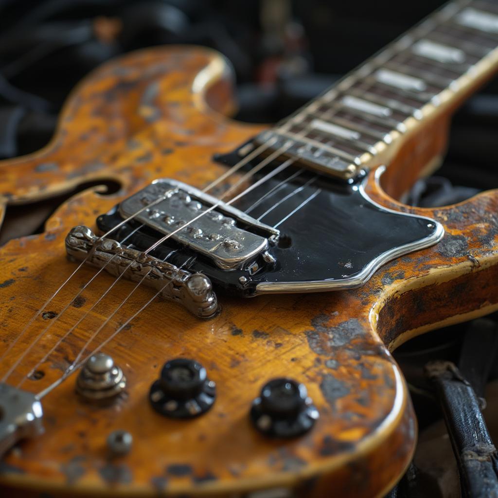 Close up of Chuck Berry's guitar