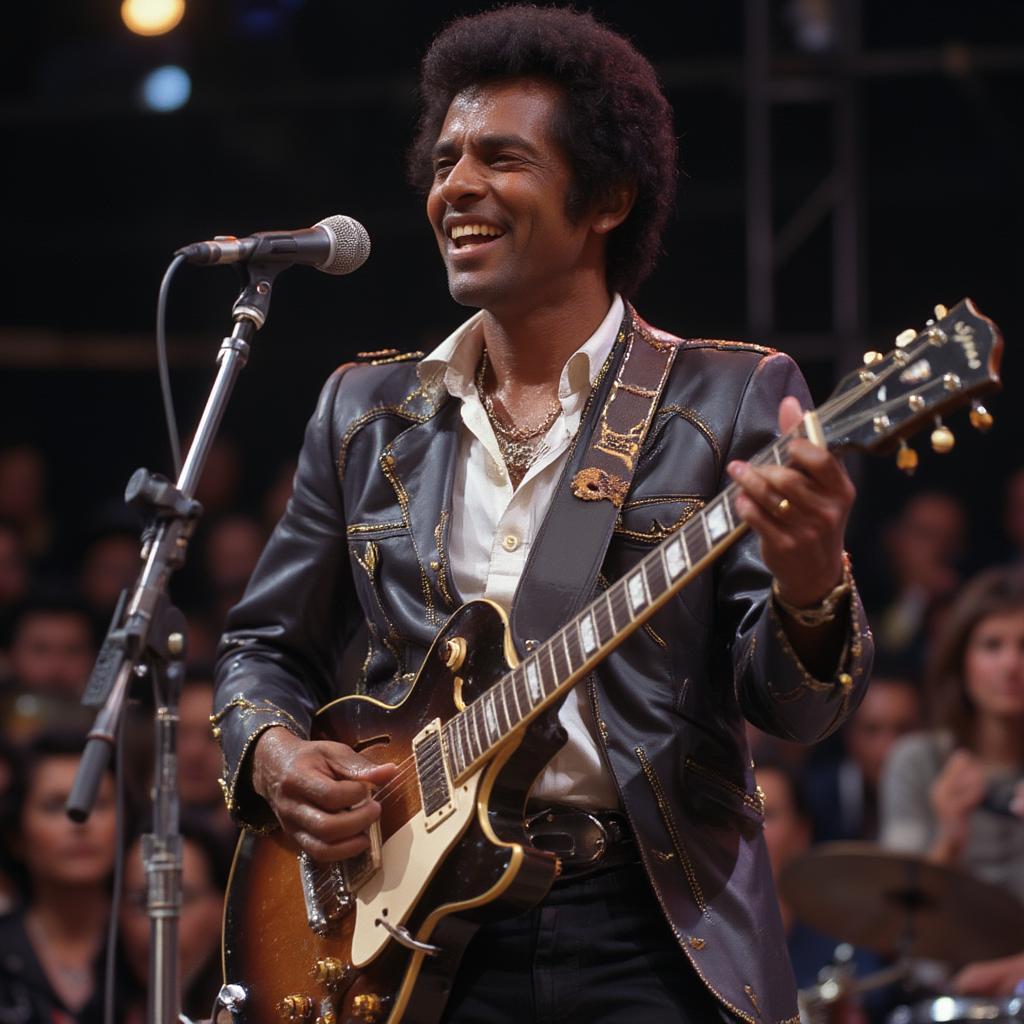 chuck berry performing roll over beethoven 1970s