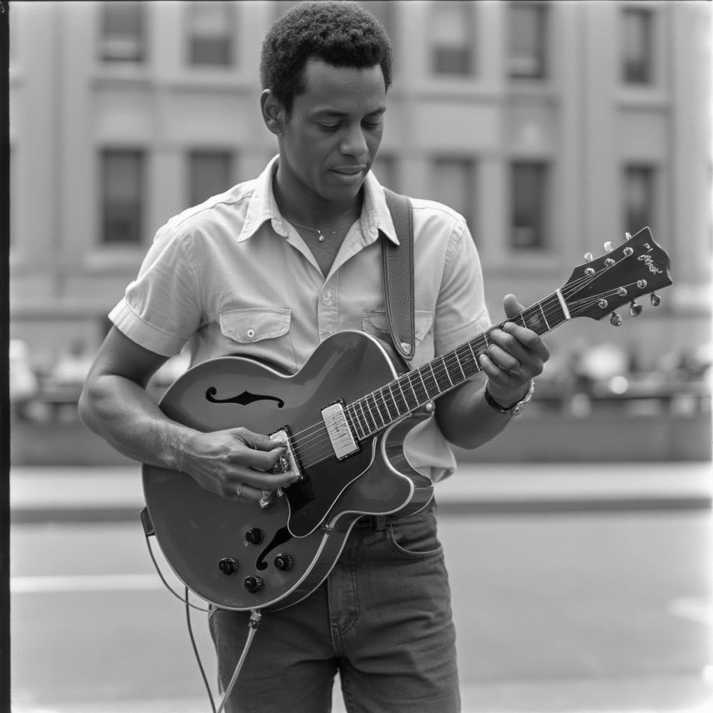 Young Chuck Berry with guitar