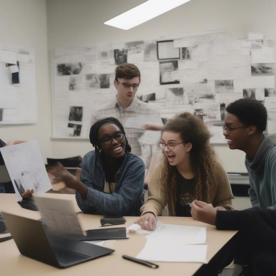 Cinematography Students Discussing a Film Project