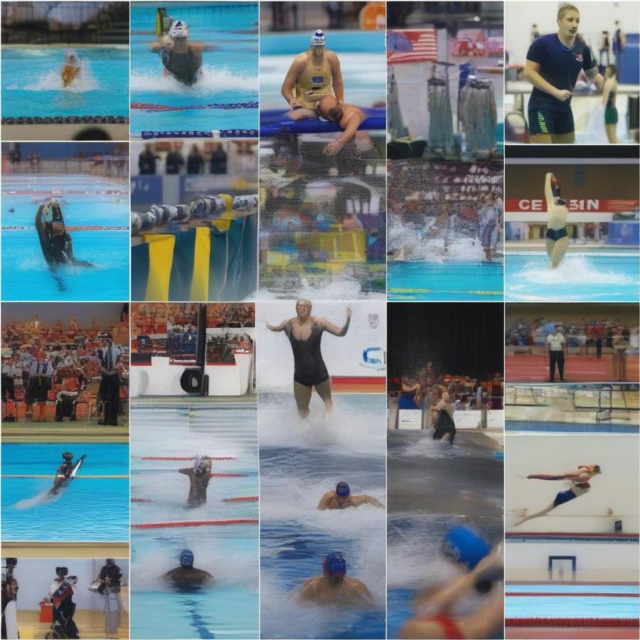 CISM athletes competing in different sporting disciplines such as swimming, track and field, and shooting