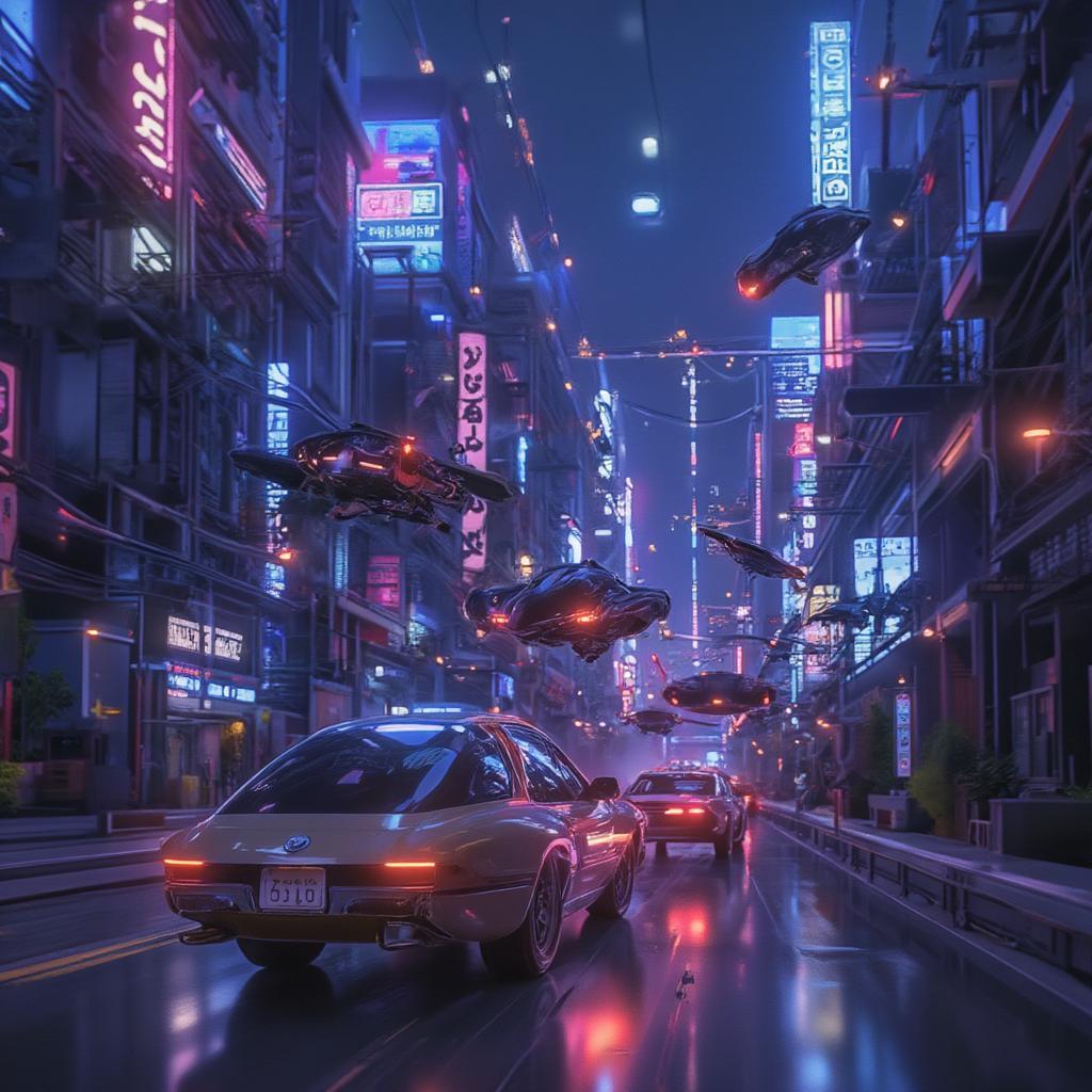 City pop artwork featuring futuristic elements