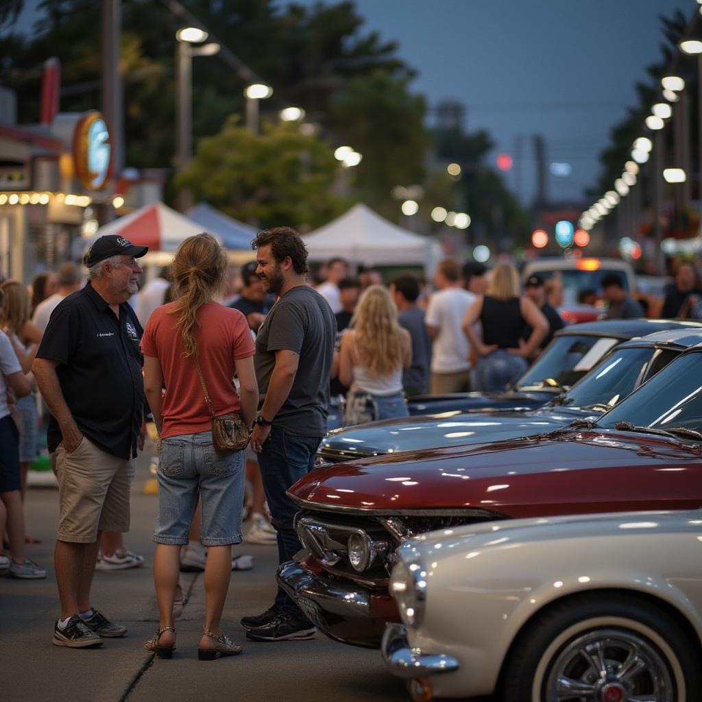 Socializing at a Classic Car Cruise Night