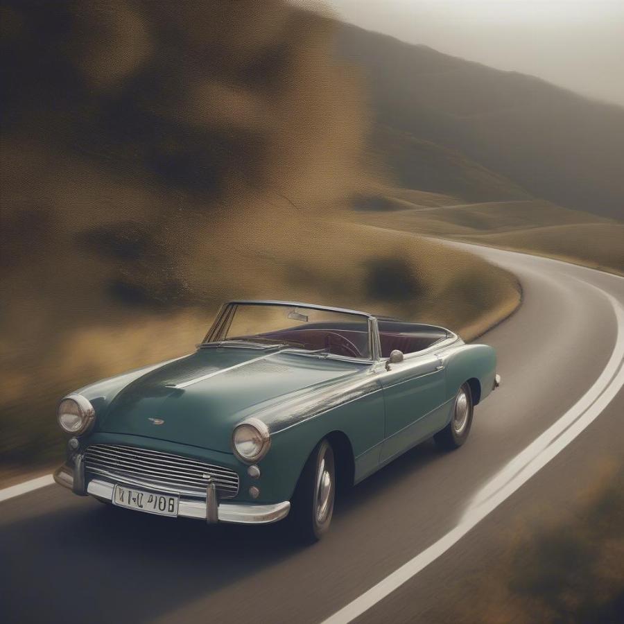 Classic Car Driving on the Open Road