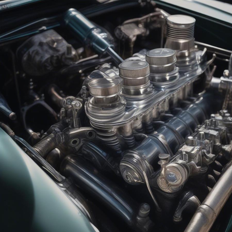 Detailed Display of a Classic Car Engine