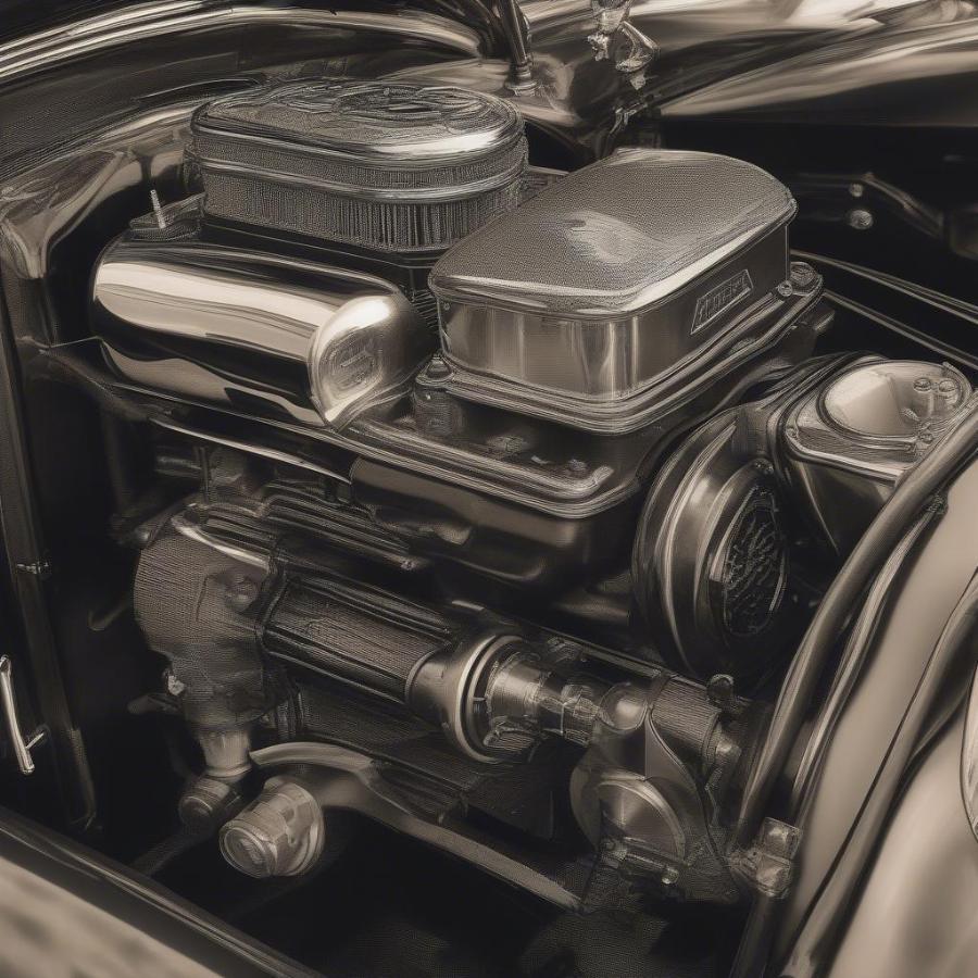 Display of Vintage Engines at a Classic Car Show