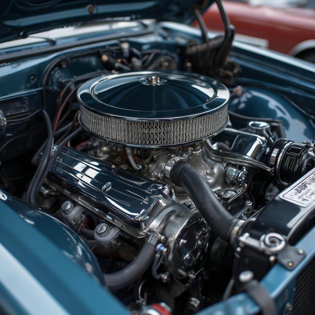 Close Up of Classic Car Engine at a Show