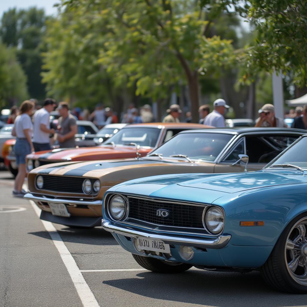 Classic muscle cars at car show