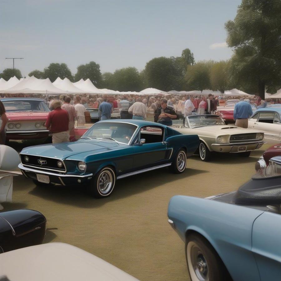 Classic Car Show with 1968 Mustang Coupe on Display