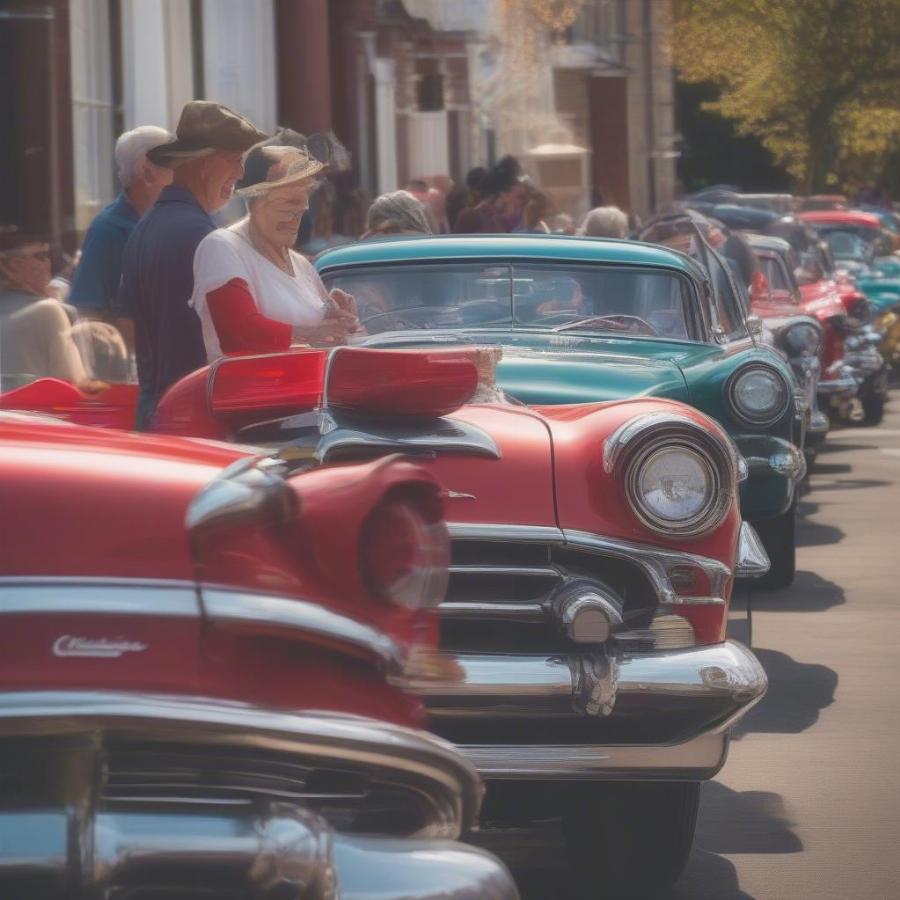 Classic Car Show Scene: Enthusiasts and Vehicles