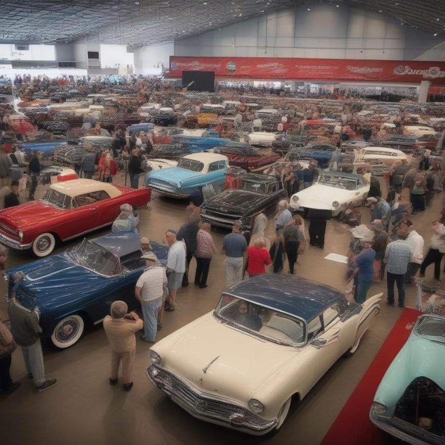 Visitors Taking Photos at a Classic Car Show