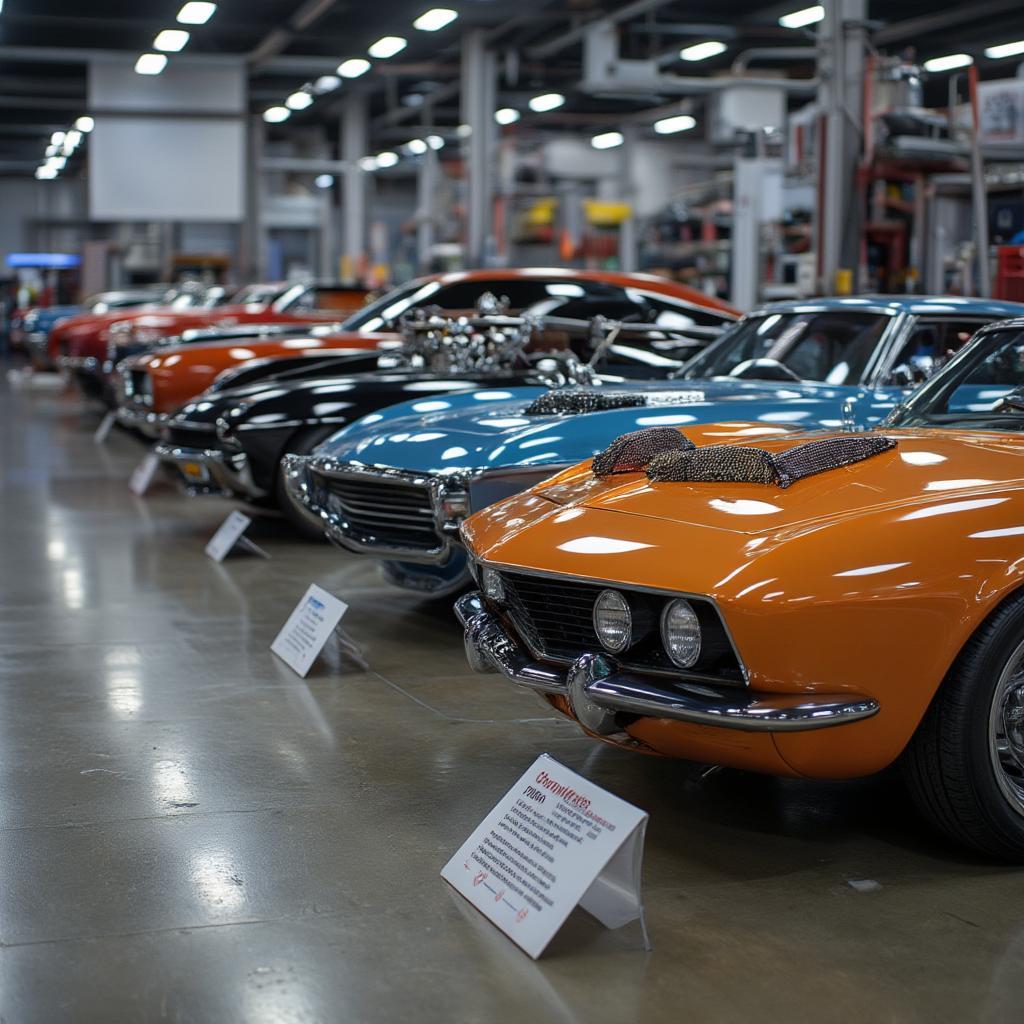 Classic Cars for Sale in a Showroom