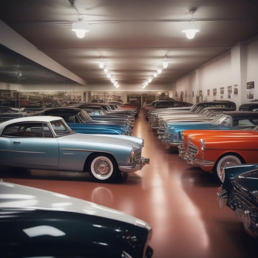 Classic Car Showroom Displaying a Variety of Vintage Vehicles