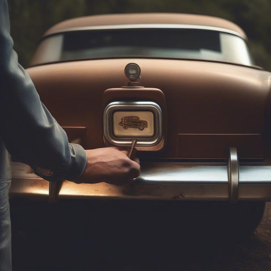 Inspecting the VIN on a Classic Junk Car