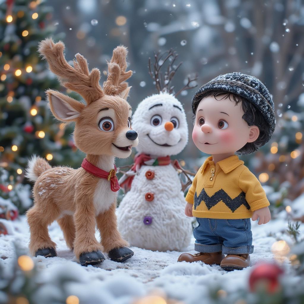 Classic Christmas Cartoon Characters: Rudolph, Frosty, and Charlie Brown