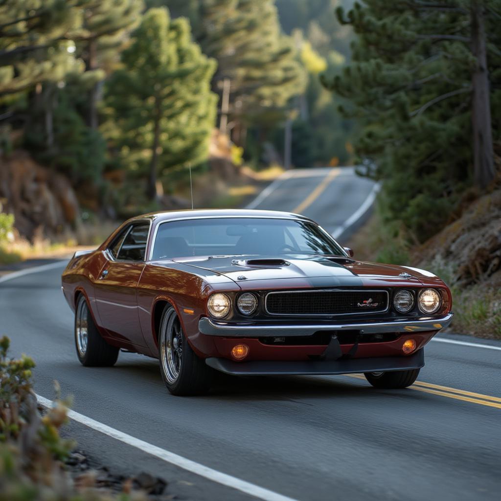 vintage challenger driving