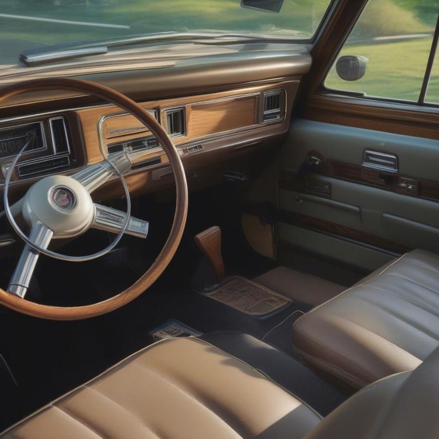 Luxurious Interior of a Classic Jeep Wagoneer