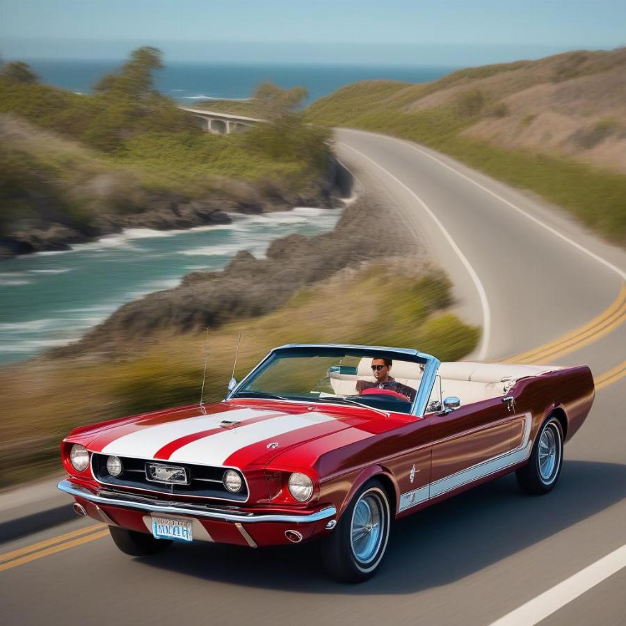 Classic Mustang Convertible on Open Road