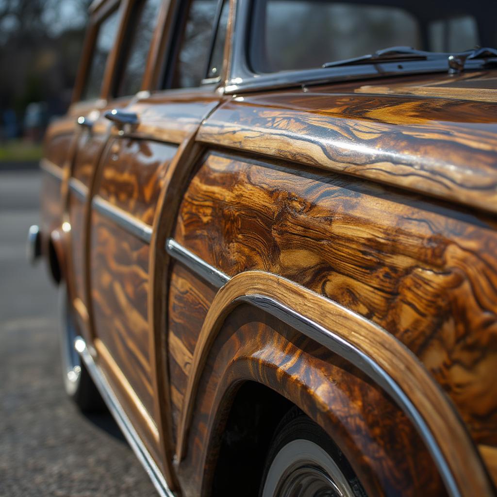 Detail of Wood Paneling on a Classic Woody Wagon