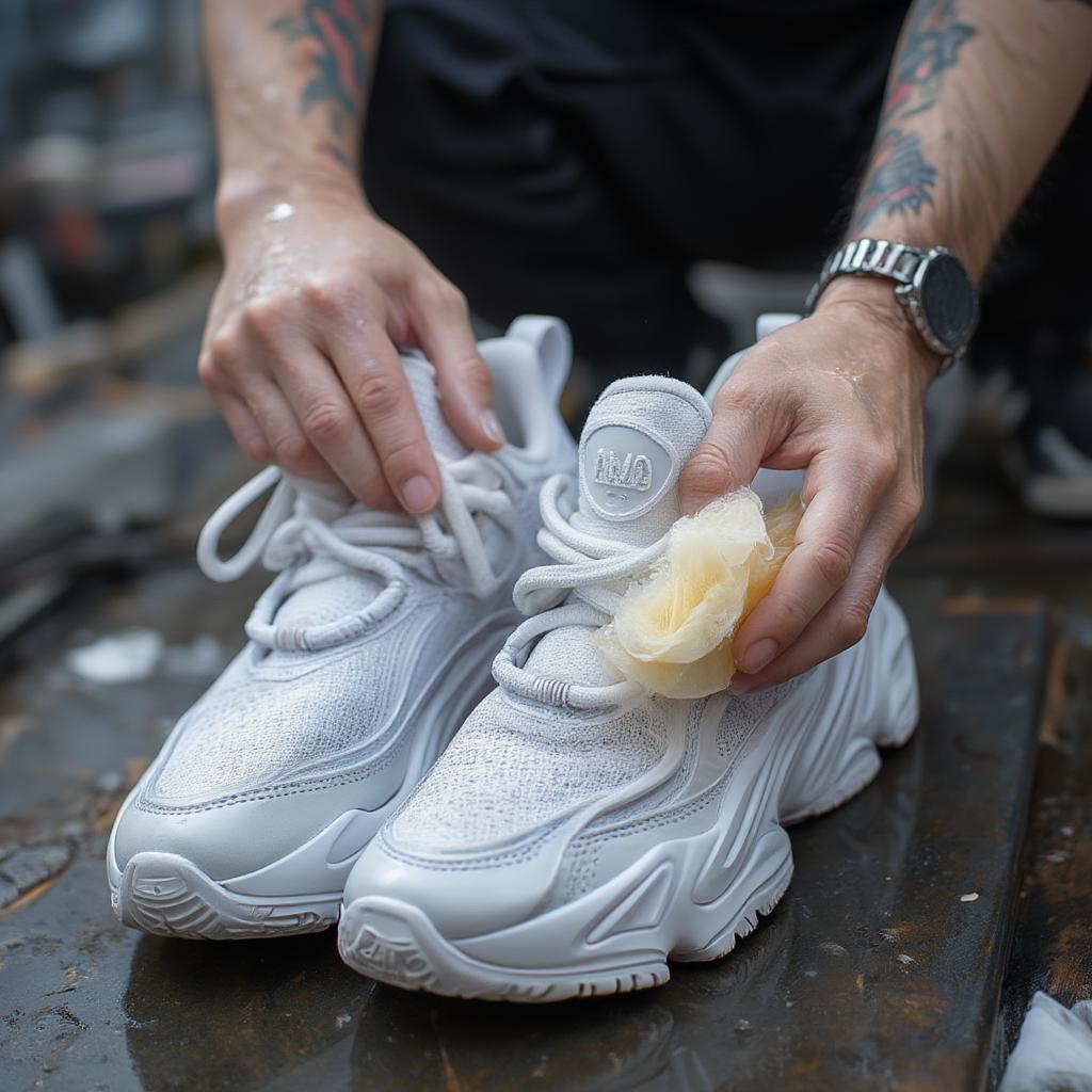 Cleaning Nike Lifestyle Sneakers with Brush