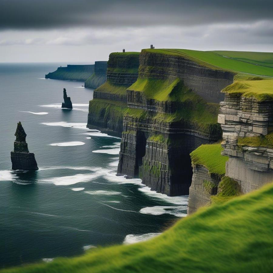 Cliffs of Moher in Ireland overlooking the Atlantic Ocean