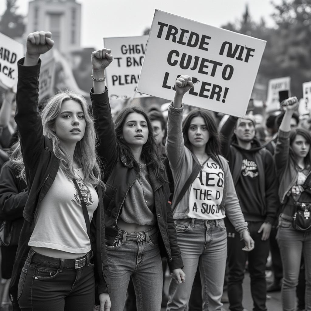 combat-rock-supporters-demonstration-with-banners