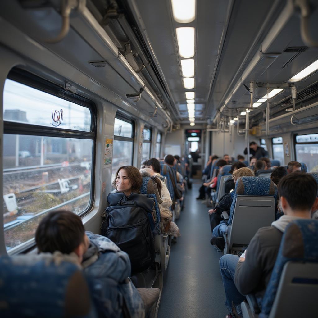 Comfortable euro train interior with spacious seats and panoramic views