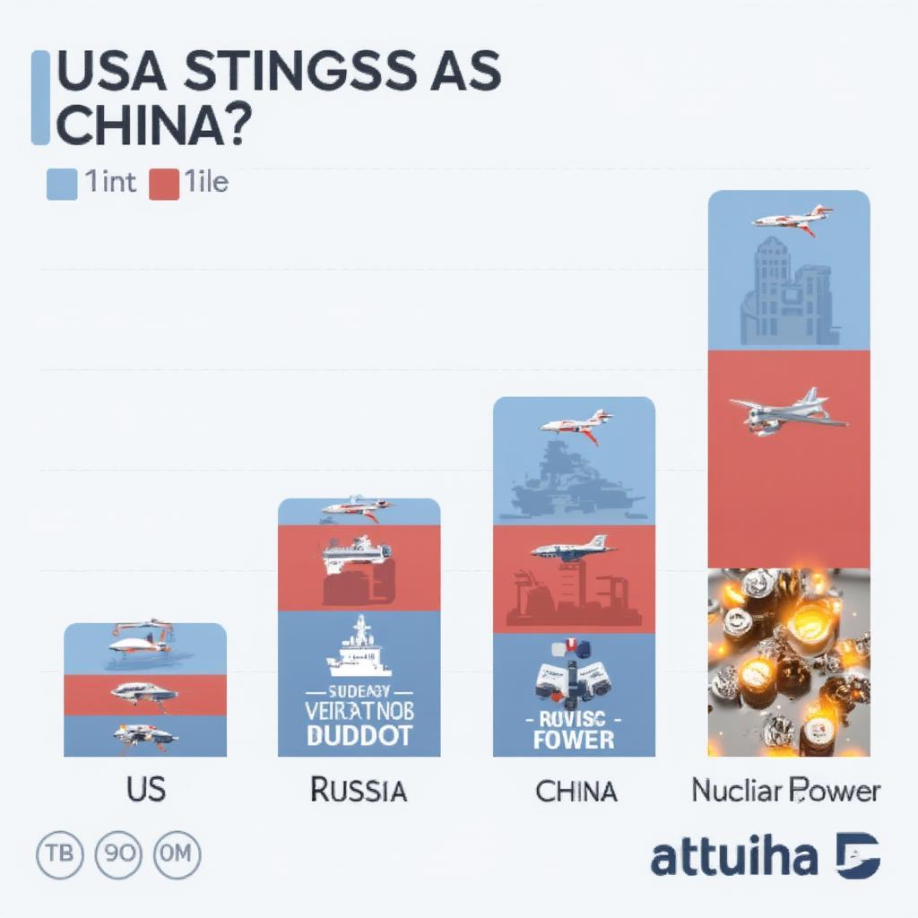 Comparison chart of US, Russia, and China military strength