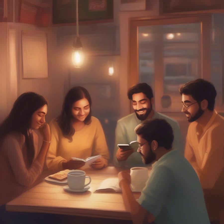 Connecting Through Life Style Shayri: Friends Sharing Poetry in a Cafe