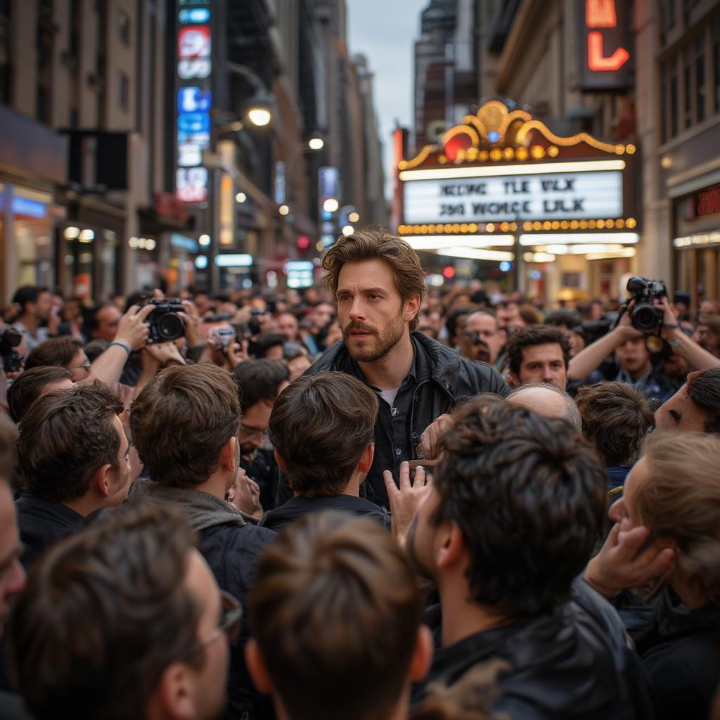 Crowds Gather for New Movie Premiere with Famous Actors on Red Carpet