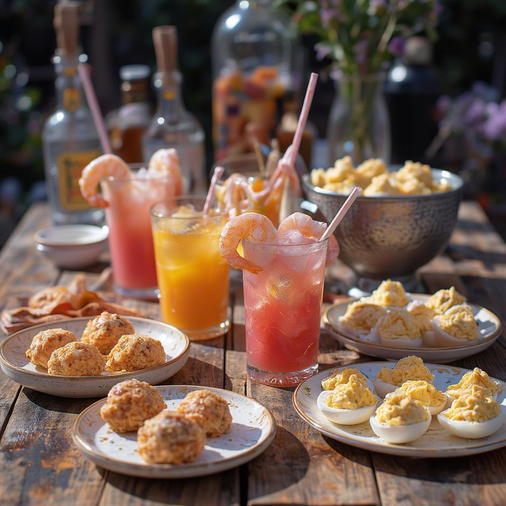 Retro Cocktails and Snacks at a Dance Disco Party