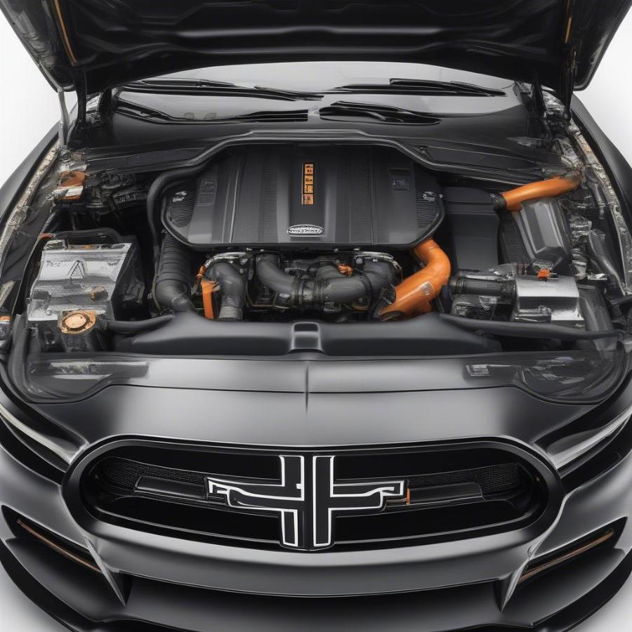 Powerful HEMI engine inside the 2021 Dodge Charger Daytona’s engine bay.