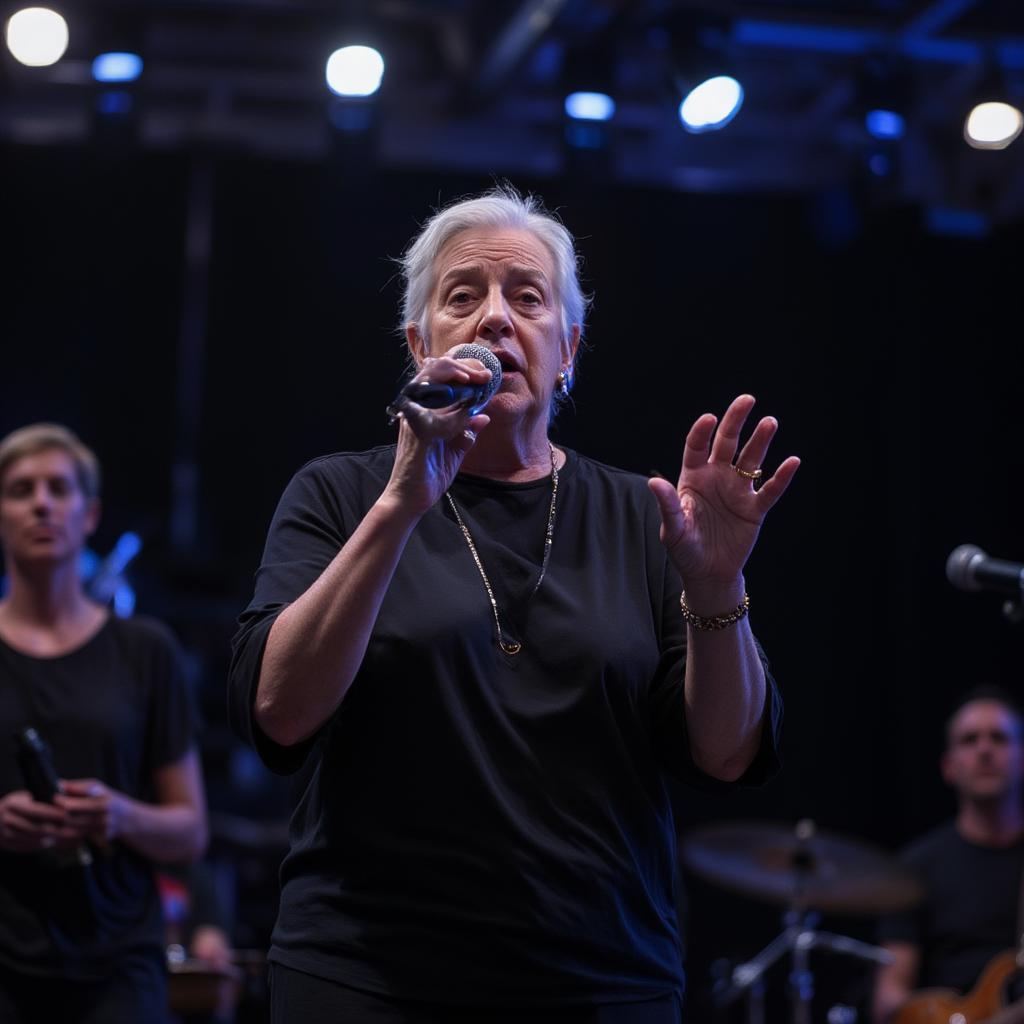 Deaf Singer Performing a Song in Sign Language on Stage